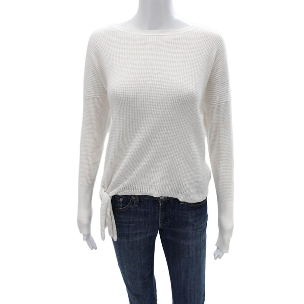 Margaret OLeary Unisex White Organic Cotton Pullover Sweater Long-Sleeve Size XS